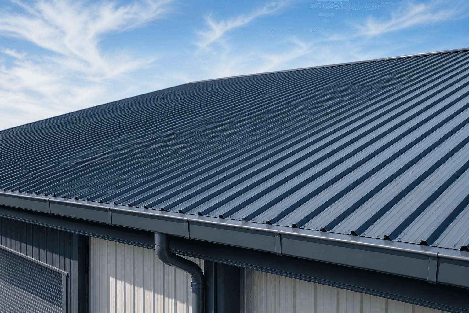 Roofing contractor Penang metal deck roofing panels installed on a commercial roof